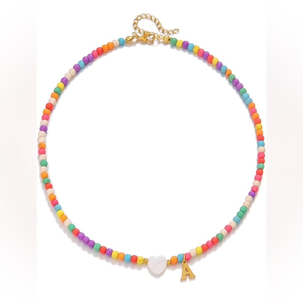 Colorful, Fashionable Beaded Personalized Letter A Necklace, Suitable For Women